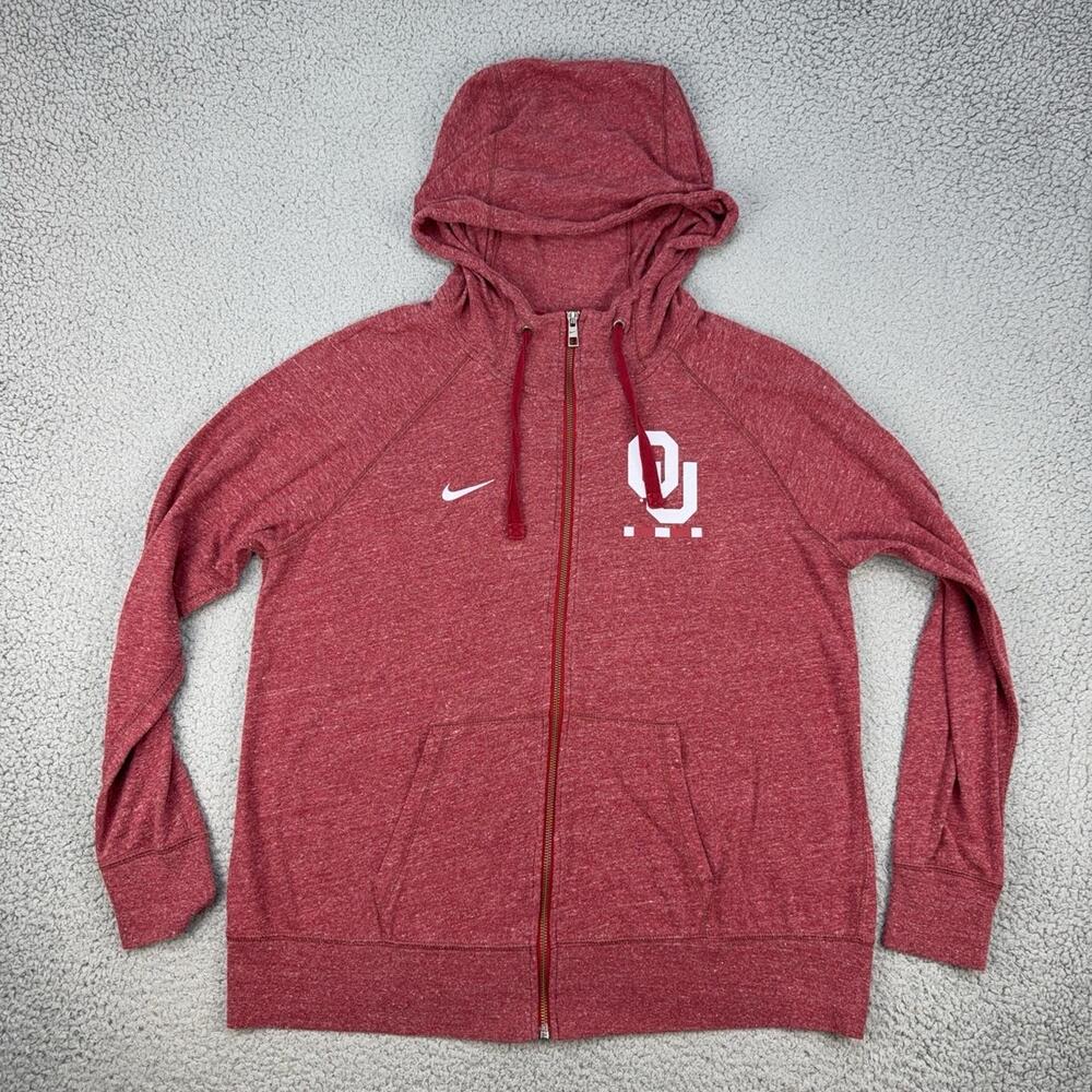 Oklahoma Sooners Sweatshirt Womens XL Red NCAA Football Nike OU Full Zip Hoodie